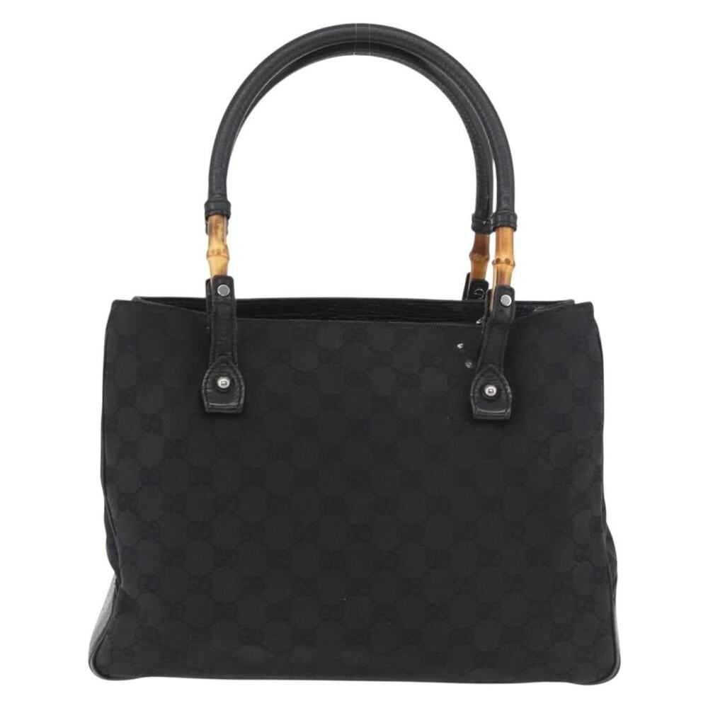 Gucci GG Canvas Bamboo Handbag Black
